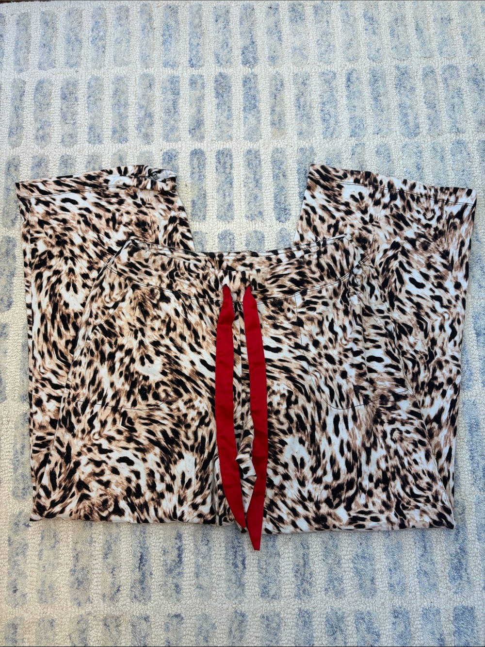 Soma Leopard Print Pajama Pants with Red Drawstring